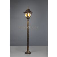 IMPERIA PALO DA ESTERNO 4 LATI FUSIONE DI ALLUMINIO RUGGINE E VETRO VERNICIATO EFFETTO GHIACCIO ED INSERTO GIALLO H. 120CM IP44 1 LUCE ATTACCO E27