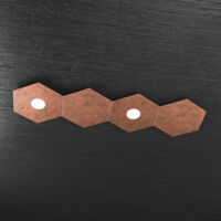HEXAGON APPLIQUE-PLAFONIERA 2 LUCI + 2 DECORATIVO FOGLIA RAME 1142-2L2D-FR