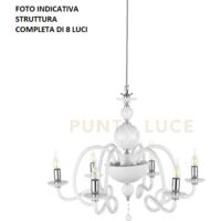 LAMPADARIO VIVALDI 8 LUCI BIANCO CROMO ATTACCO E14 D.88CM