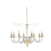 LAMPADARIO RAVEL 8 LUCI ATTACCO E14 CRISTALLO E ORO D.82CM