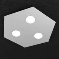 Plafoniera Moderna Esagonale Hexagon Metallo Grigio 3 Luci Led 12X3W