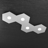 Plafoniera Industrial-Minimal Hexagon Metallo Grigio 4 Luci Led 12X4W