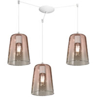 Sospensione Contemporanea Shaded Metallo Bianco Vetro Rame 3 Luci E27