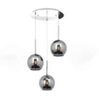 Sospensione Contemp. Rosone Tondo Future Met. Cromo Vetro Cromo 3 Luci E27 D47Cm
