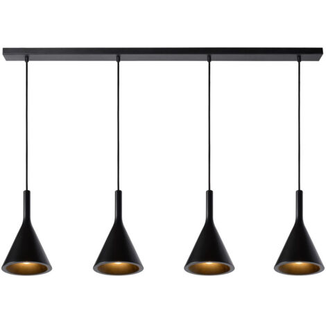 LUCIDE GIPSY Pendelleuchte – 4x E27, Schwarz, Betonoptik, Höhenverstellbar, Für Esstisch Oder Wohnzimmer
