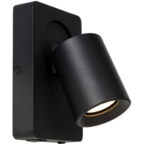 Lucide NIGEL - Bettlampe / Wandleuchte - LED Dim to warm - GU10 - 1x5W 2200K/3000K - Mit USB-Ladepunkt - Schwarz (1/5)