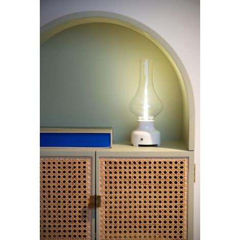 LUCIDE CINTRA Wiederaufladbare Tischlampe – Transparent, Akku Bis 24 H, 9 Cm Durchmesser, Dimmbare LED 2700K