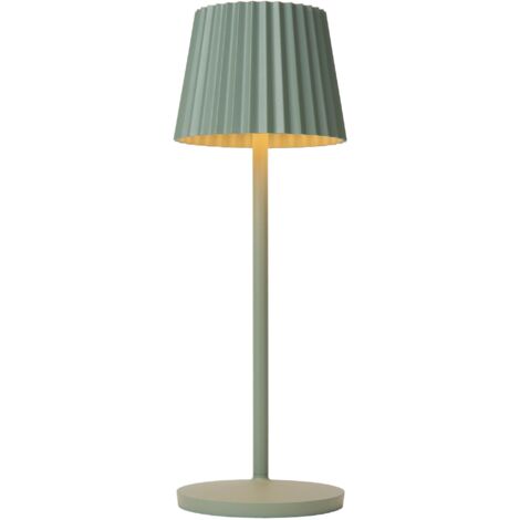 Lucide JUSTINE - wiederaufladbare Tischlampe Innen/Außen - Akku/Batterie - LED Dim. - 1x2W 2700K - IP54 - Mit kabelloser Ladestation - Grün