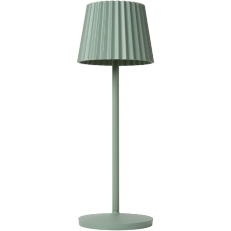 Lucide JUSTINE - wiederaufladbare Tischlampe Innen/Außen - Akku/Batterie - LED Dim. - 1x2W 2700K - IP54 - Mit kabelloser Ladestation - Grün