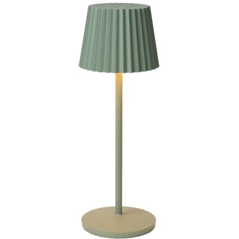Lucide JUSTINE - wiederaufladbare Tischlampe Innen/Außen - Akku/Batterie - LED Dim. - 1x2W 2700K - IP54 - Mit kabelloser Ladestation - Grün