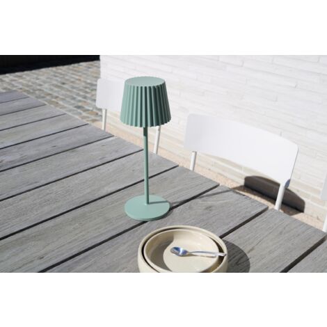 Lucide JUSTINE - wiederaufladbare Tischlampe Innen/Außen - Akku/Batterie - LED Dim. - 1x2W 2700K - IP54 - Mit kabelloser Ladestation - Grün