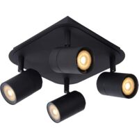 Lucide LENNERT - Deckenstrahler Badezimmer - LED Dim. - GU10 - 4x5W 3000K - IP44 - Schwarz