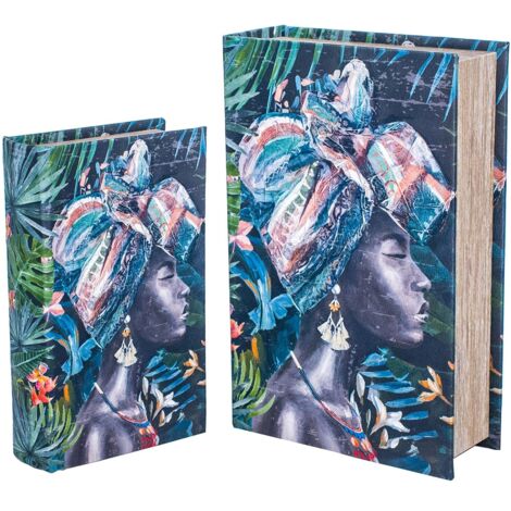 Signes Grimalt Buchkästen Dekoration Afrikanische Buchbox 2 Einheiten Boxen Blau Blau 18x27x7cm 26846 (1/2)