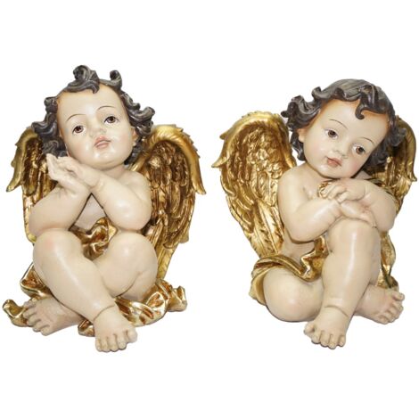 Weihnachtsengel Figuren 2 Stück - Goldene Harz Engel Für Tischdeko & Deko