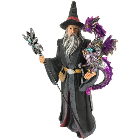 Zaubererfigur mit epischem Drachen für Fantasy-Dekoration, ethnische Sammlung, ideal für Geschenke und Sammler (1/4)