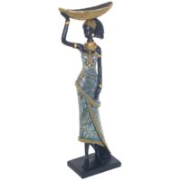 Dekorative afrikanische Statue aus Harz, künstlerische Figur für Zuhause, originelles Geschenk, 44,5 cm, Ethno-Stil