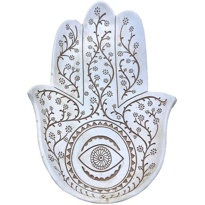 Signes Grimalt Main de Fatima Assiettes Plateaux Main Figure Blanc 4x25x17cm
