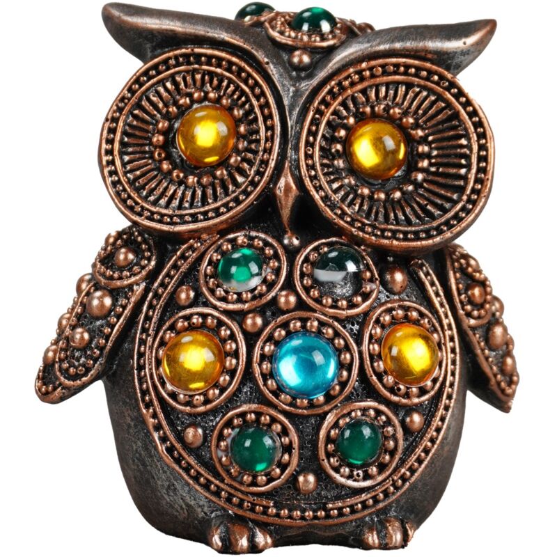 Figurine Déco Dekoeule En Céramique - Chouette Multicolore 20cm, Style Campagne