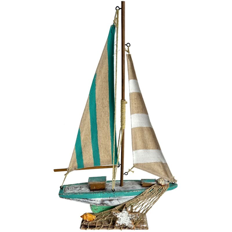 Voilier Décoratif En Bois Evilandat – 24 Cm, Style Méditerranéen, Couleur Aléatoire