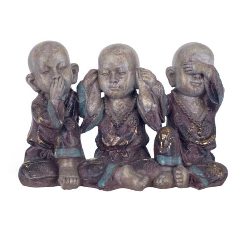 Signes Grimalt Figure de figurines de Bouddha Bouddha Buddhas 3 Buddhas Gray 12x25x17cm 25340 (1/4)
