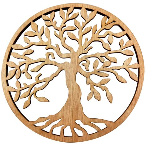Signes Grimalt Mur Adorno Pendant Plaques en bois doré de pendentif arbre à vie 1x30x30cm 25251 (1/2)
