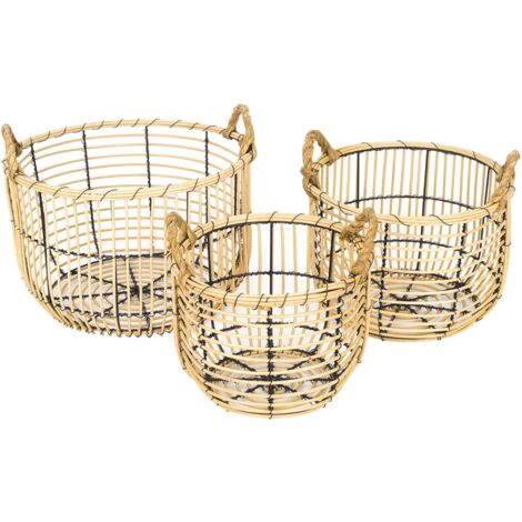 Signes Grimalt Panier de décoration Paniers 3 paniers marron 36x36x27cm 27649 (1/5)