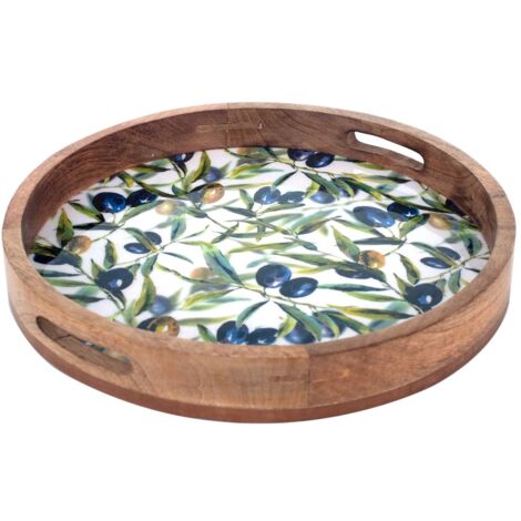 Signes Grimalt Plateau de cuisine  Boîtes d'olives du plateau ronde et plateaux blancs 5x35x35cm 25183