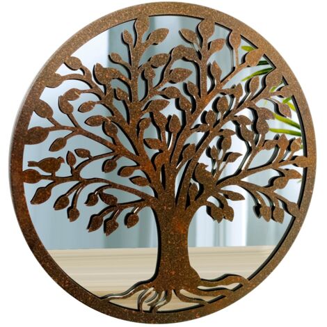 Signes Grimalt Horn Tree Life Mirror Appliques Metal Appliquer un métal brun rond - 30x30x2cm (1/3)