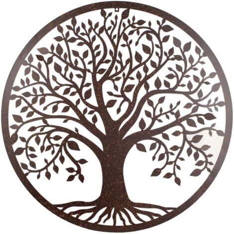 Signes Grimalt Appliquer un mur d'ornement en métal  Ornement d'arbre de vie Applications en métal noir 1x82x82cm 26234