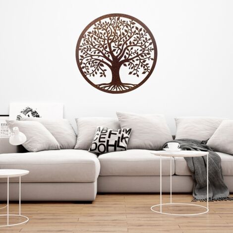Signes Grimalt Appliquer un mur d'ornement en métal  Ornement d'arbre de vie Applications en métal noir 1x82x82cm 26234
