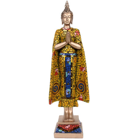 Signes Grimalt Buddha Buddhas Orange Buddha Figure - 43x13x9cm Résine de haute qualité