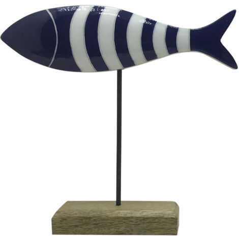 Signes Grimalt Figurine de table en bois poisson marin bleu 23x25x5cm (1/3)