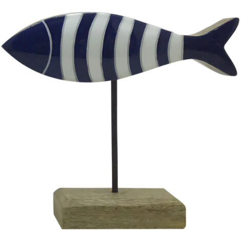 Signes Grimalt Poisson en Bois Marin Bleu - Figurine de Table 18x20x5cm (1/3)
