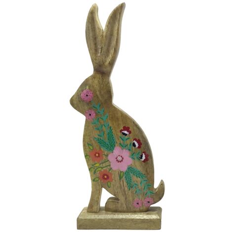 Signes Grimalt Lapin en bois marron 40x17x6cm - Figurine de lapin en bois pour la décoration de la maison (1/2)