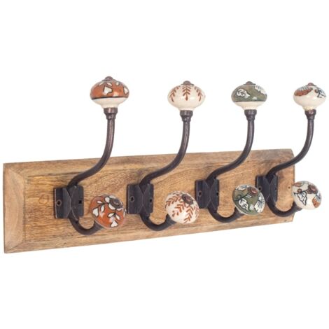 Porte-manteau mural 4 boutons en métal marron – Dimensions 20x45x12cm – Pour clés et objets décoratifs – Signes Grimalt