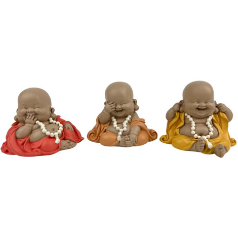 Signes Grimalt Monk Don't See-Hear-Talk 3U Buddhas Figurine de Bouddha Marron - 8x10x8cm