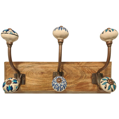 Signes Grimalt Hanger 3 Boutons Porte Manteaux Marron 20x39x12cm Décoration Murale Vintage Métal