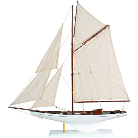 Maquette Voilier En Bois Décoratif - Décoration Nautique Méditerranéenne - Bureau Ou Salon