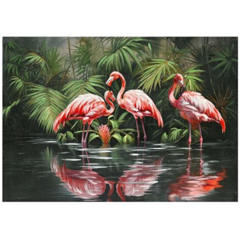 Tableau décoratif flamant rose pour mur, design tropical et couleur rose vibrante
