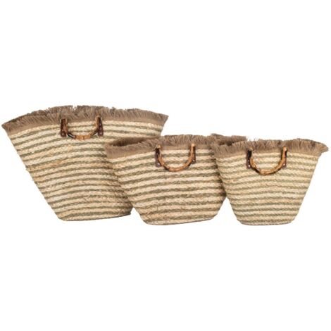 Signes Grimalt Baskets 3U Marron - Ensemble de 3 paniers de rangement en feuilles de maïs et corde (1/5)