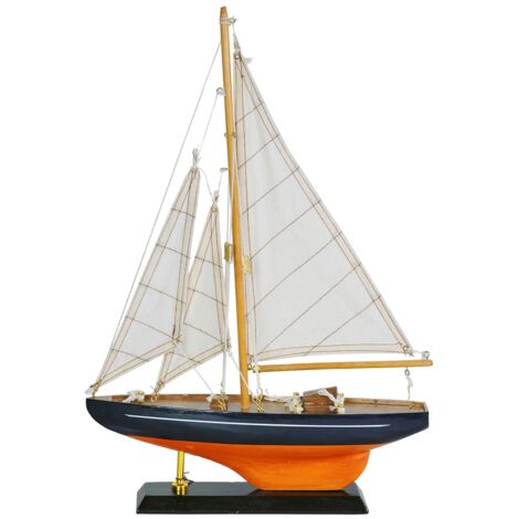 Modèle De Voilier En Bois - Décoration Maritime - 32 Cm De Haut - Idéal Bureau Ou Salon