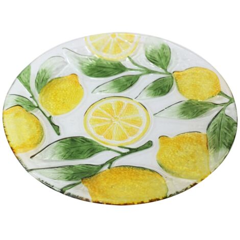Assiette à Citron Décorative pour Cuisine - Plateau en Verre Jaune