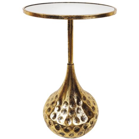 Table D'appoint Kushi - Métal Noir Et Verre Trempé, Diamètre 55 Cm, Hauteur 48,5 Cm