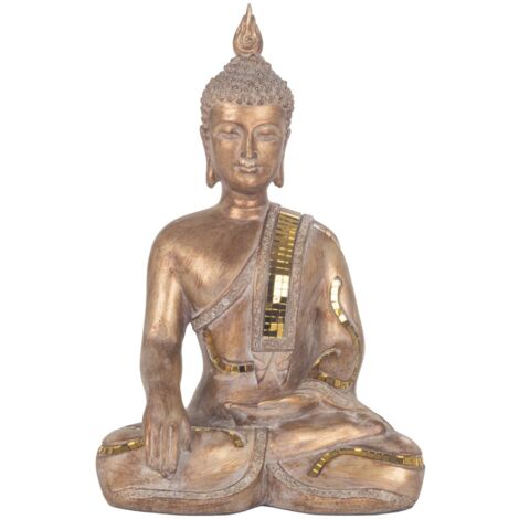 Figurine de bouddha Oriental doré en résine décorative, Style Feng Shui Zen pour la décoration de la maison et du bureau