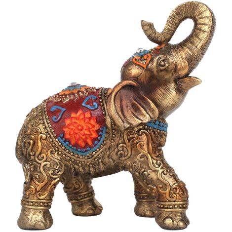 Figurine Éléphant Ethnique en Résine Dorée 15,5 cm (1/3)