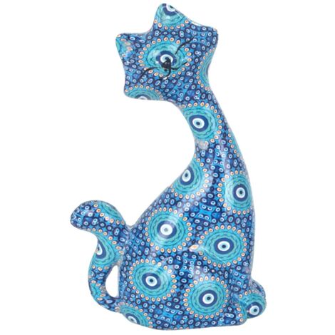 Figurine de chat bleu décoratif en résine pour la maison et le bureau (1/2)