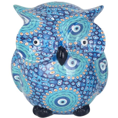 Grande chouette bleue en résine pour décoration d'intérieur et cadeaux originaux (1/2)