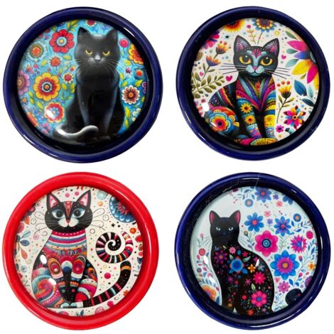 Bouchon à vin Chat 4 unités décoratives ethniques pour bouteilles de vin (1/3)