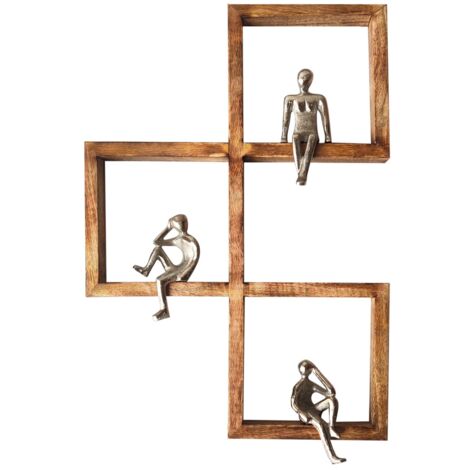 Figurines d'ornement mural bohème, décoration de maison, Vintage, Art moderne, métal et bois