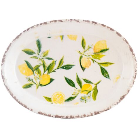 Assiette citron décorative en céramique jaune 25 cm